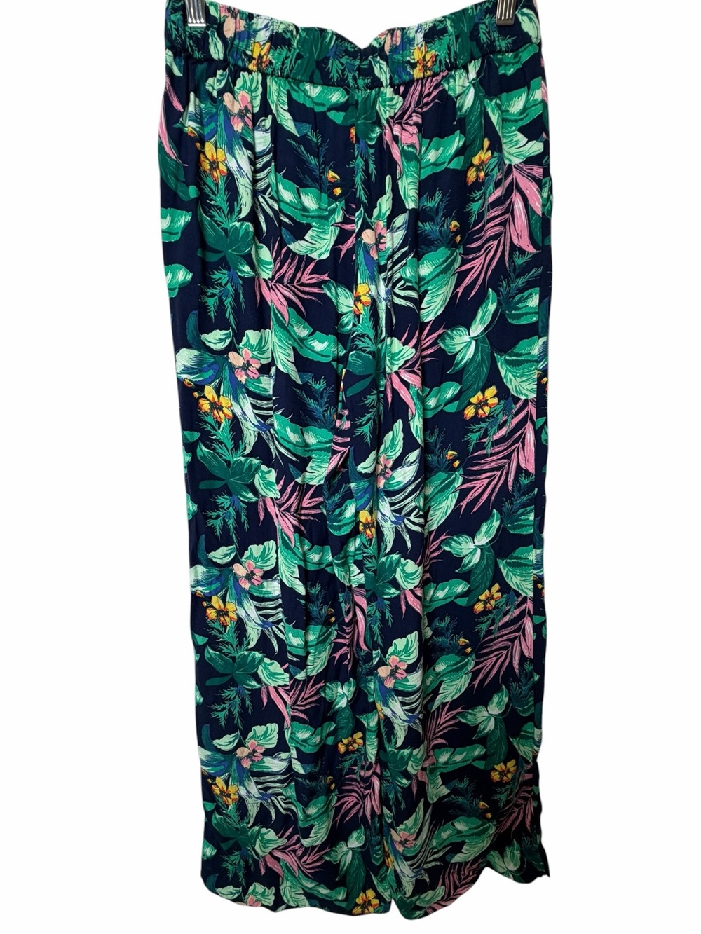 LOFT Tropical Wide Leg Pants XS Navy Floral Resort Boho Lounge Vacation - Picture 6 of 9